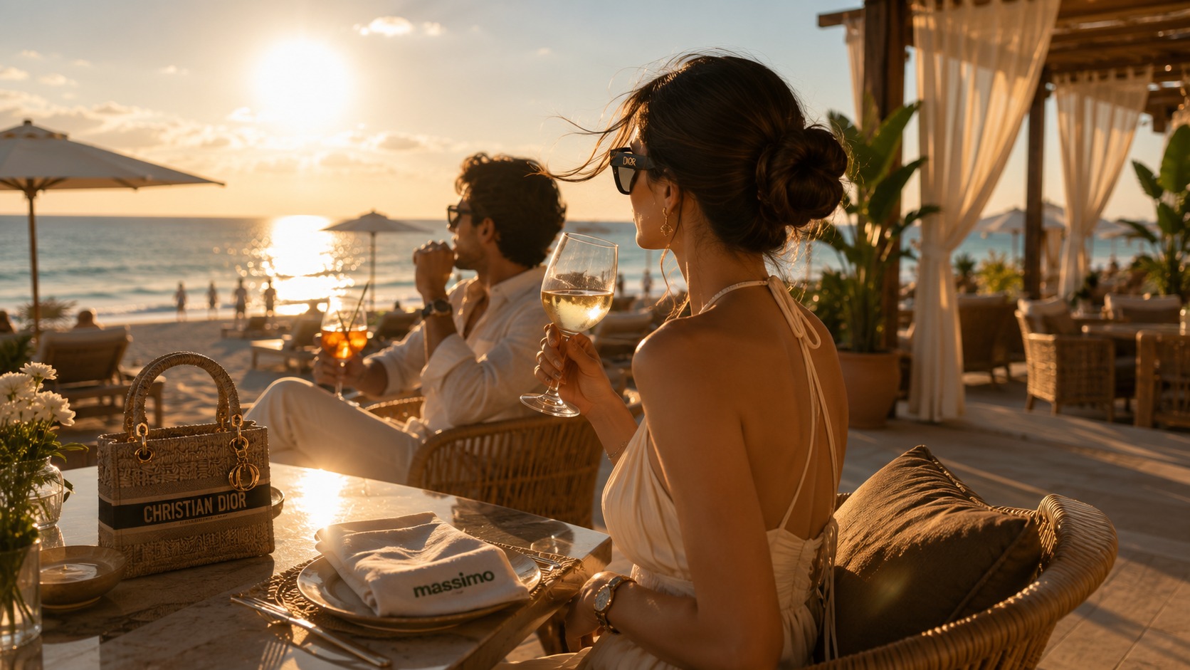 Sunset drinks by the sea