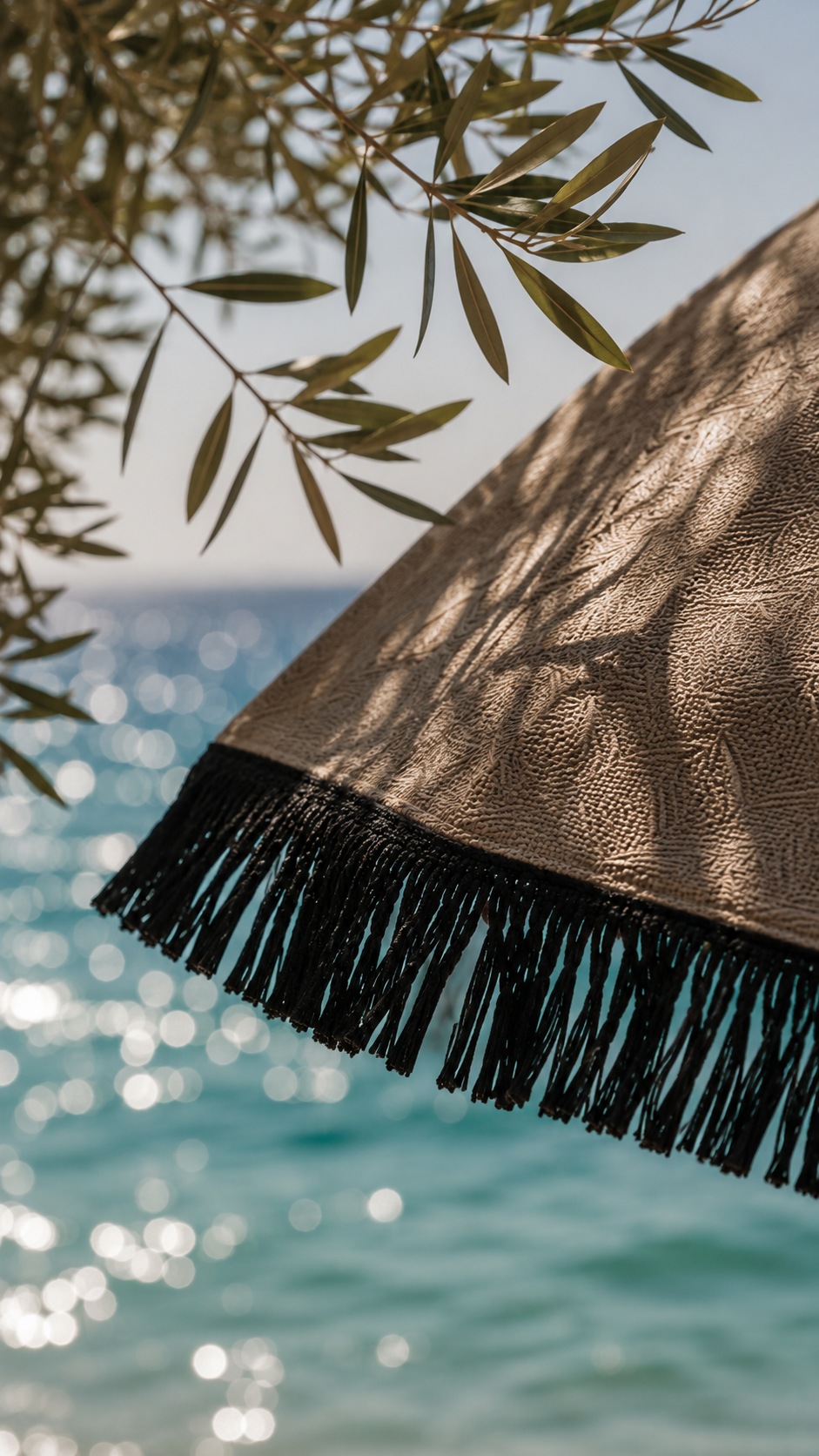 Umbrella fringe detail with sea sparkle